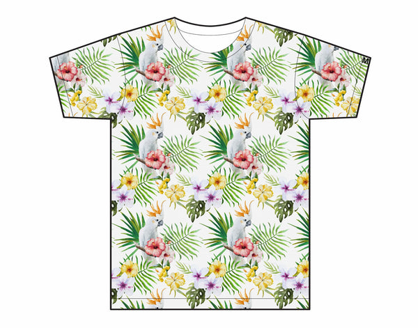 Two-Side Printed Parrot Patterned T-Shirt