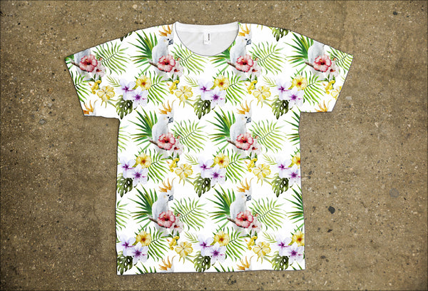 Two-Side Printed Parrot Patterned T-Shirt